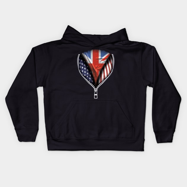 British Flag  Australian Flag American Flag Zip Down - Gift for British From Australian Kids Hoodie by Country Flags